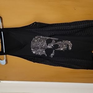 SHEIN Cold Shoulder Long Sleeve Skull Top